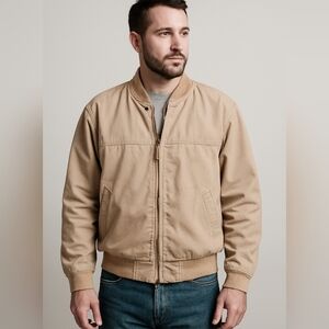 Vintage OAKBROOK Sportswear Men’s Jacket – Classic Neutral Bomber Style.Beige. L